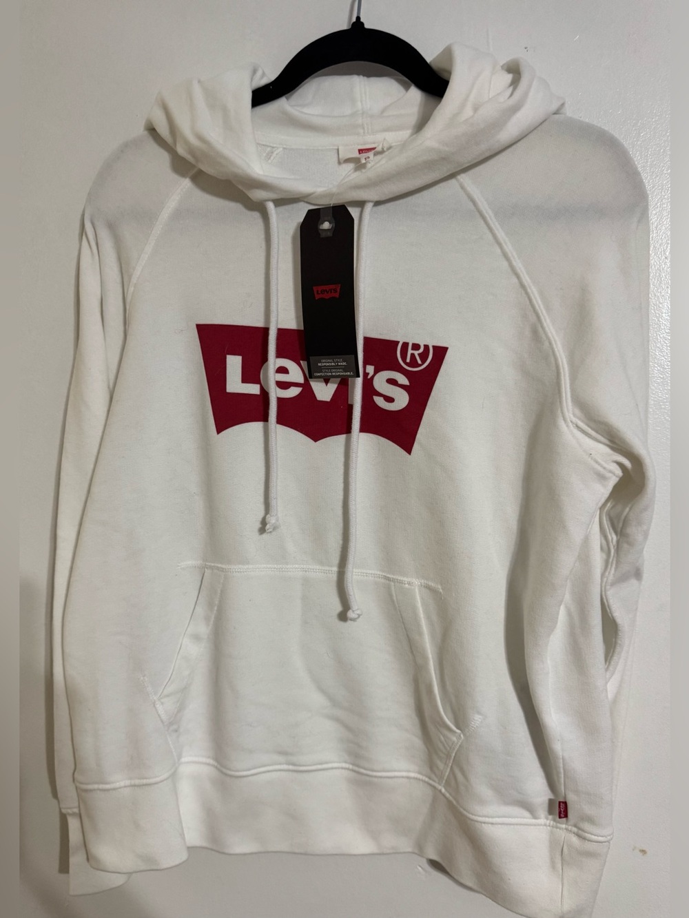 Levi's unisex White Hoodie with Red Logo - size XS NWT